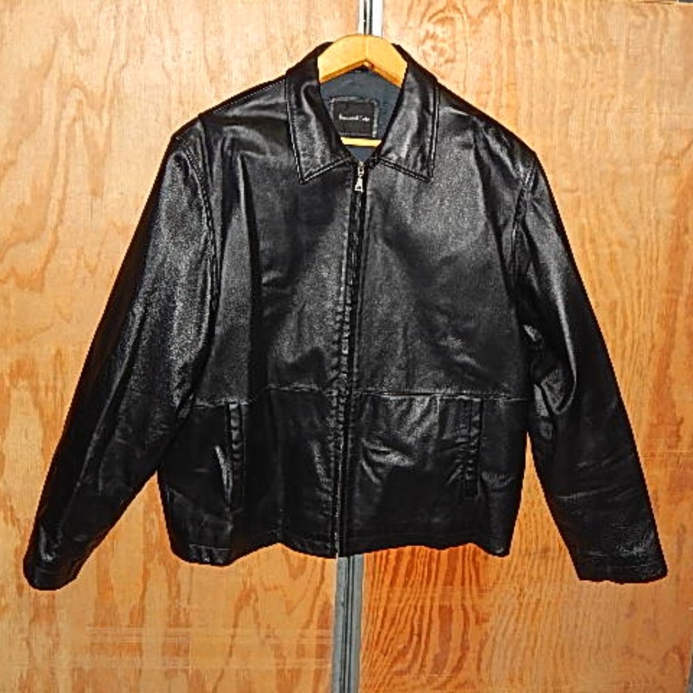 #1321 Dunne & Cole Leather bomber Jacket XL (defects) Please see all pics
